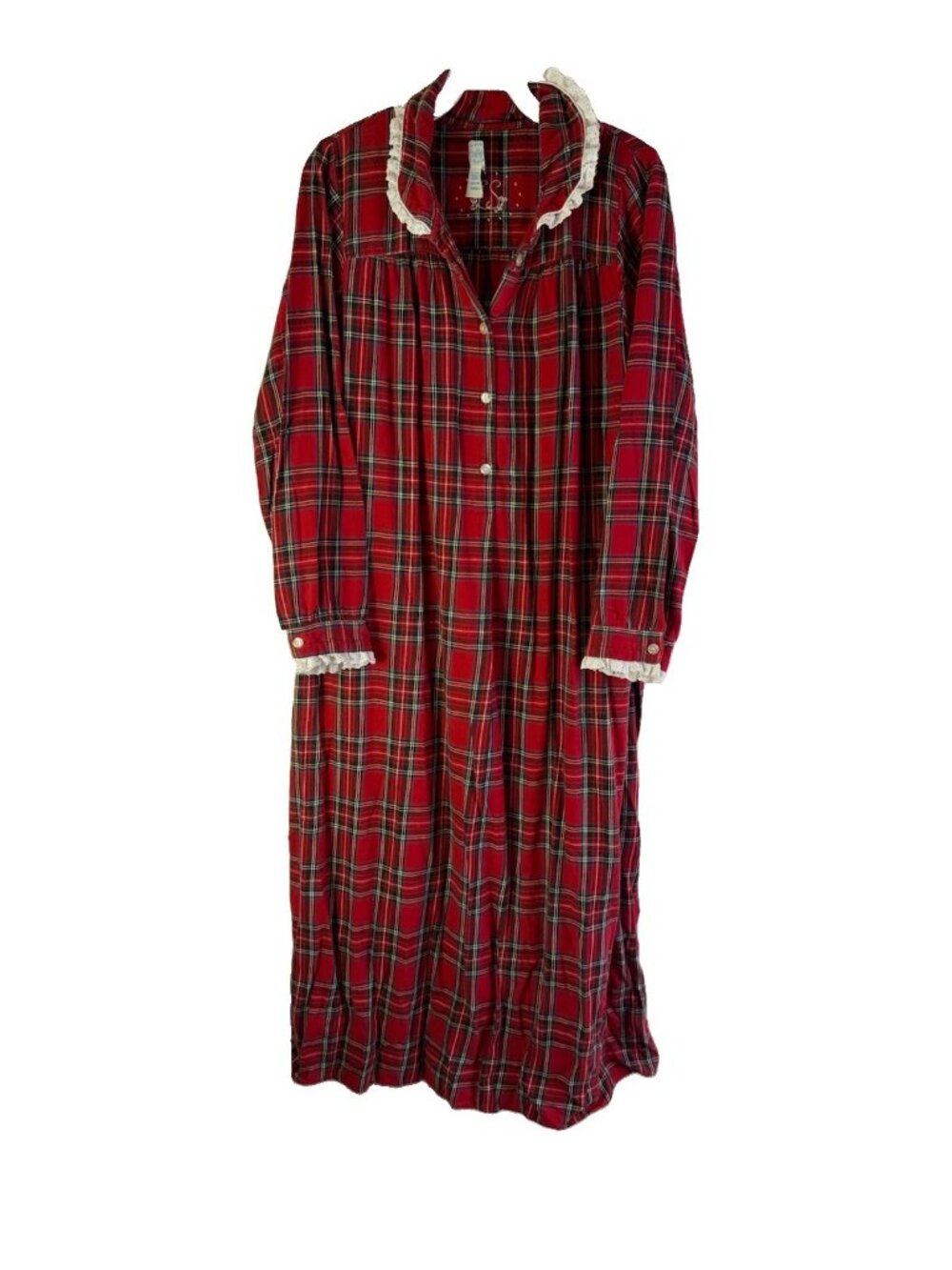 Lanz of Salzburg Flannel Nightgown Tartan Plaid Womens Small Granny Gown